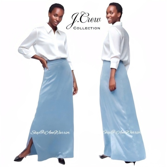 J.Crew Collection NWT sky blue fluid silk charmeuse maxi skirt  *shop@iamwarrior - Picture 1 of 13